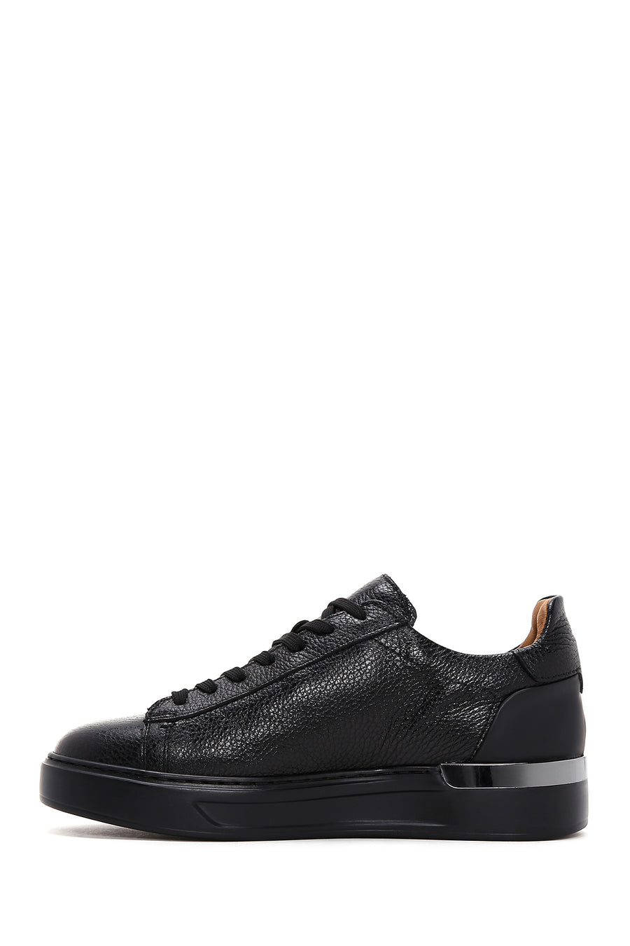 Men's Black Lace-up Leather Sneaker