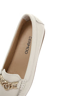 Women's Beige Leather Buckle Loafer | Derimod