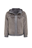 Prague Women's Grey Hooded Teddy Leather Jacket | Derimod