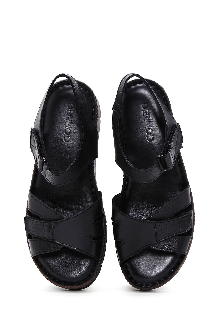 
Women's Black Ankle-Strap Thick Sole Leather Comfort Sandal
