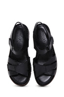 Women's Black Ankle Strap Leather Comfort Sandals | Derimod