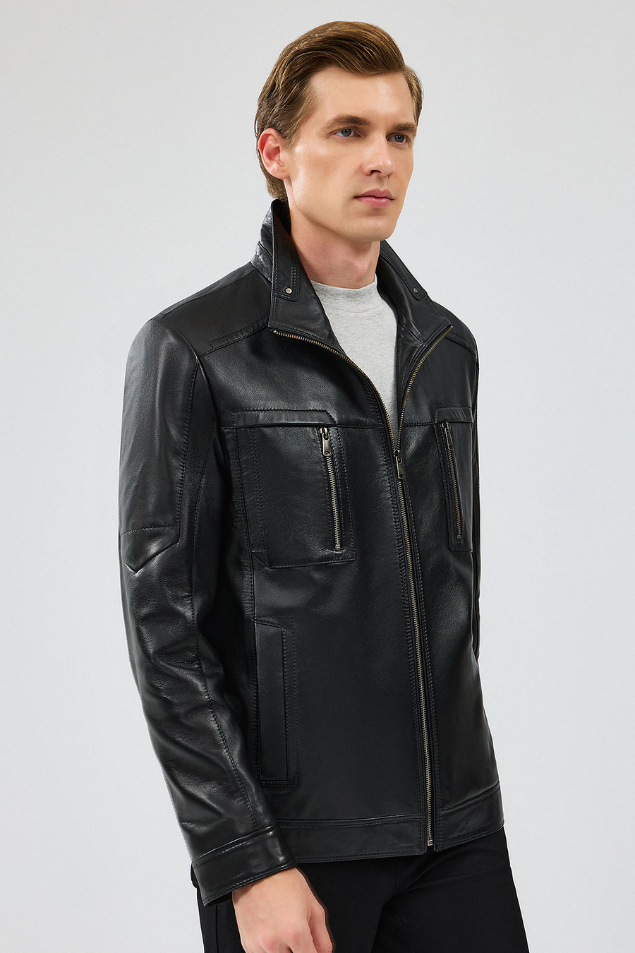 Hugo Men's Black Regular Leather Jacket