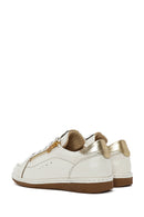 Women's Cream Lace-Up Leather Sneakers | Derimod