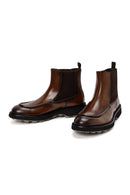 Men's Brown Leather Casual Chelsea Boots | Derimod