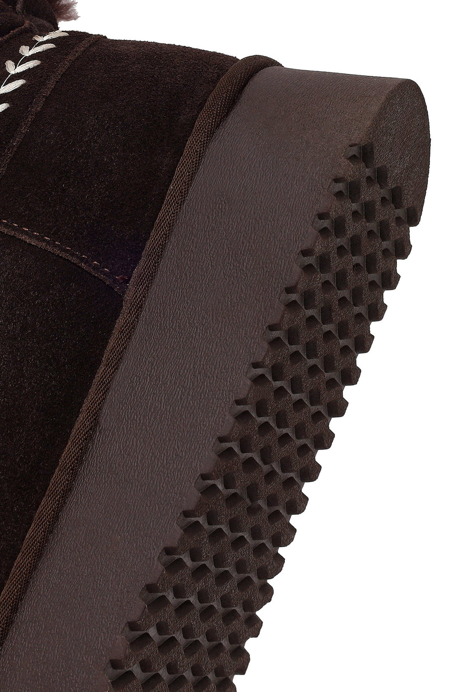 Woman Brown Thick-Soled Suede Teddy Boots