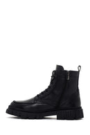 Men's Black Leather Zippered Casual Boots | Derimod