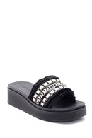 Women's Black Thick Soled Slippers | Derimod