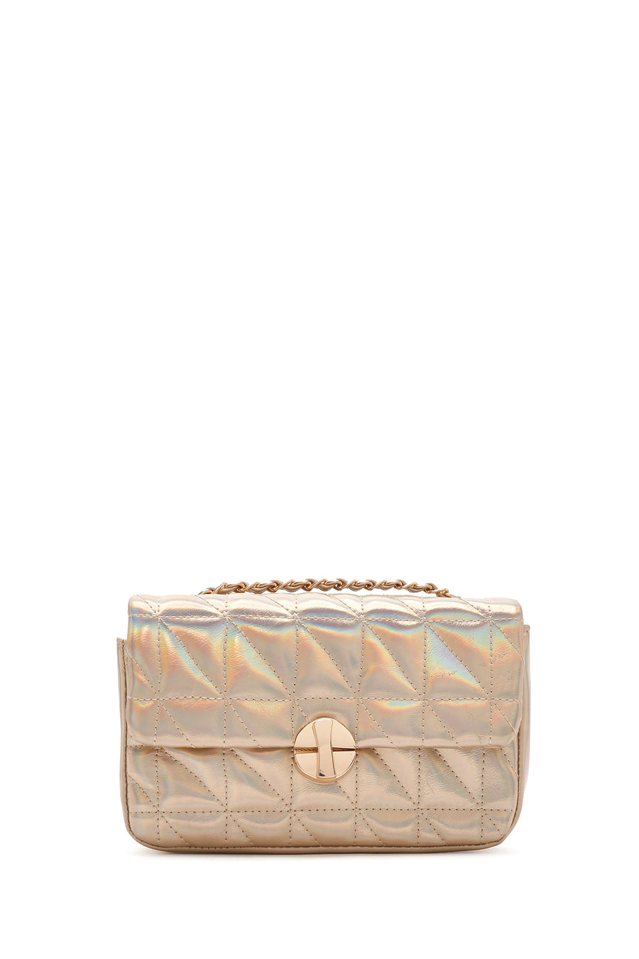 Women's Gold Long Strap Quilted Crossbody Bag