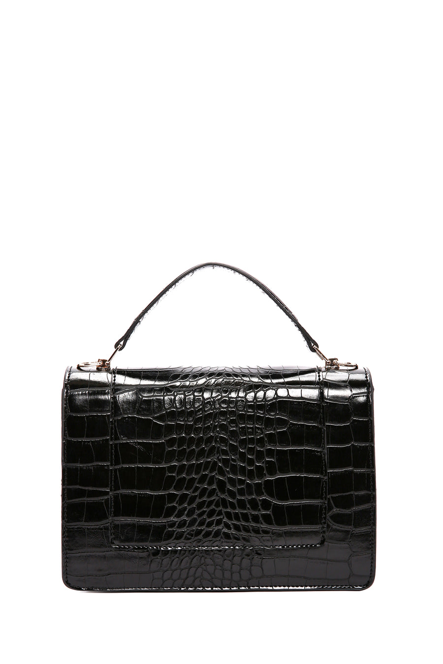 Women's Black Long Strap Crocodile Patterned Shoulder Bag