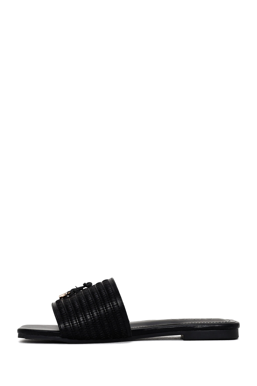 Women's Black Patterned Slippers