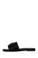 Women's Black Straw Slippers | Derimod