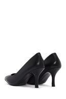 Women's Black Thin Heeled Leather Stiletto | Derimod