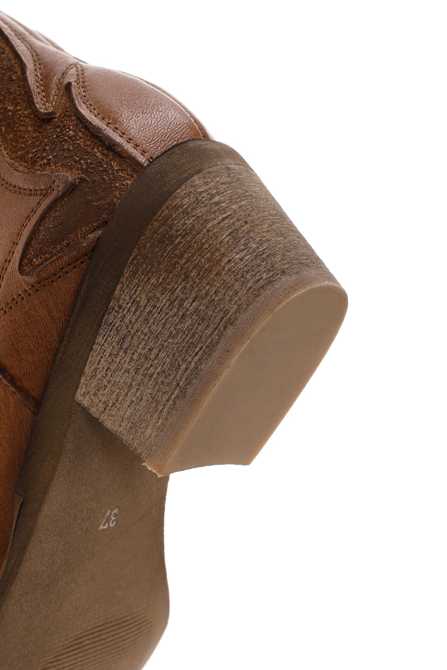 Women's Tan Leather Heeled Cowboy Boots