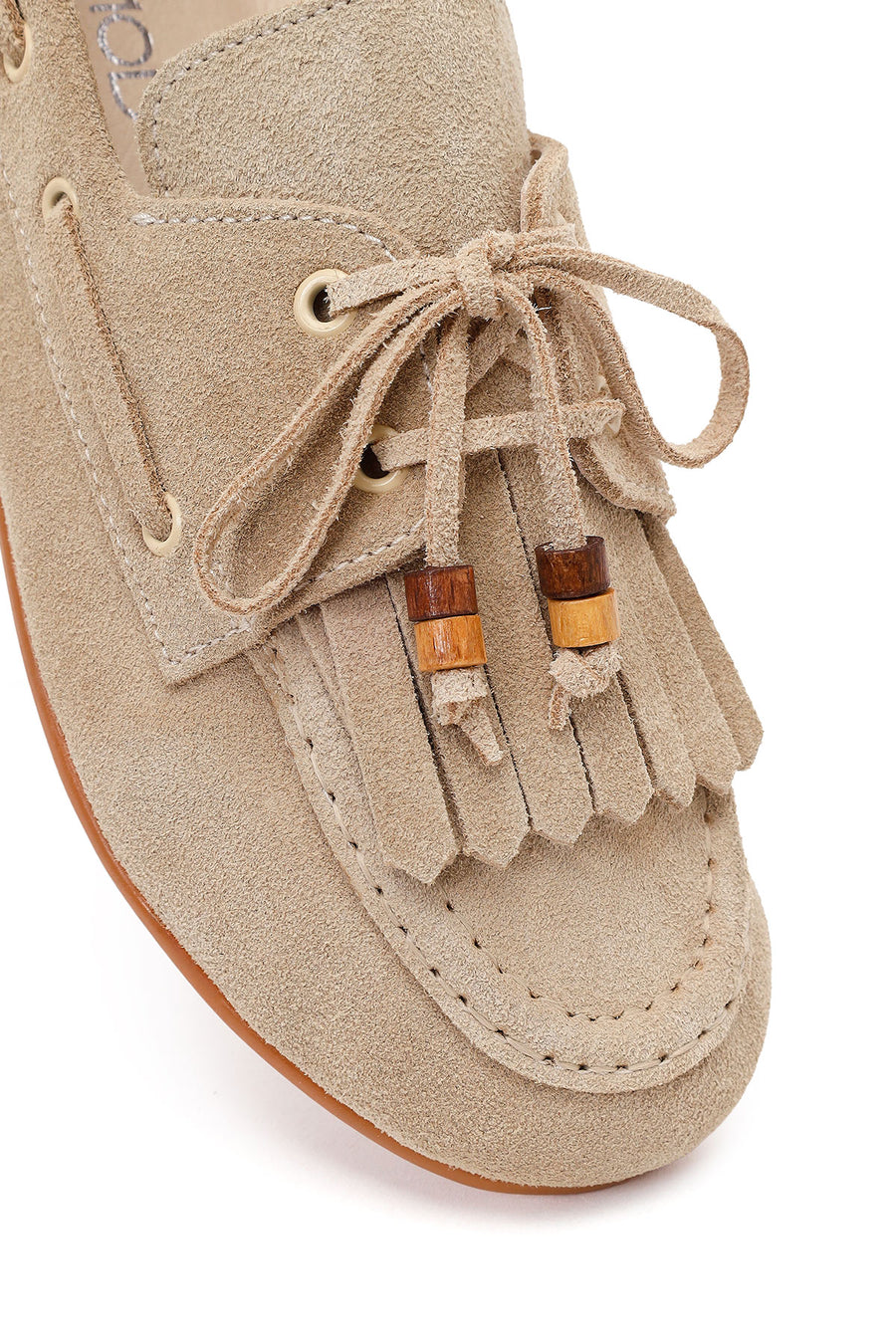 Women's Beige Tassel Suede Leather Loafer