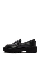 Women's Black Buckle Detailed Masculine Loafer | Derimod