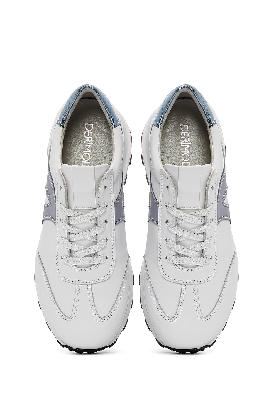 Women's White Lace-Up Leather Sneaker