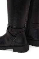 Woman Black Zip Closure Leather Boots | Derimod