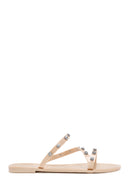 Women's Beige Faux Leather Slippers | Derimod