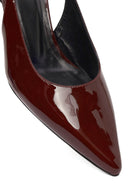 Women's Burgundy Open Back Short Thin Heel Patent Leather Shoes | Derimod