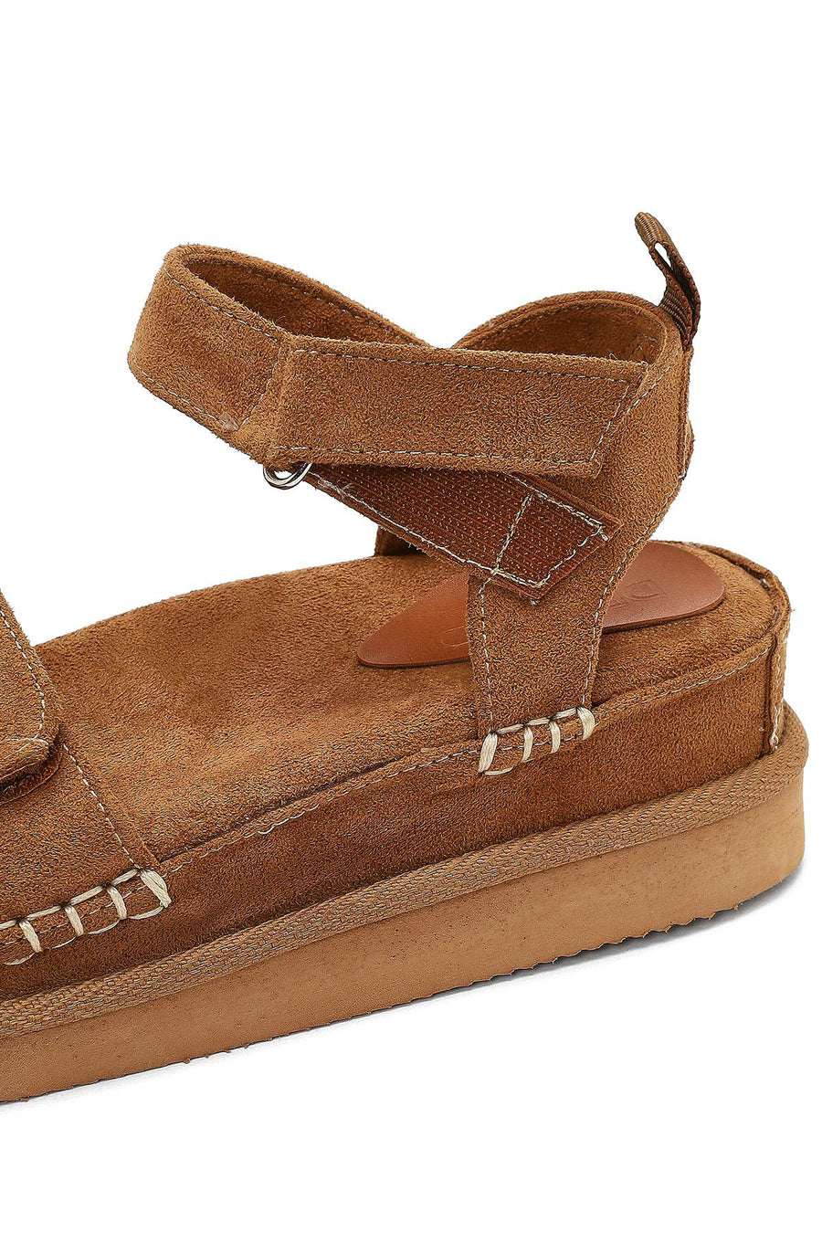 Women's Tan Thick-Soled Suede Sandals