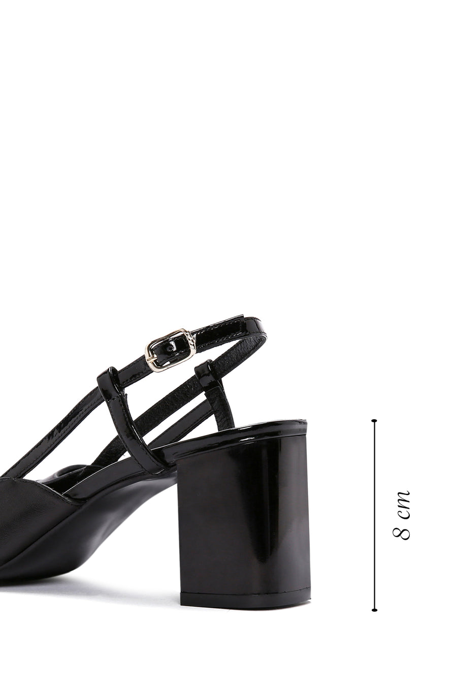 Women's Black Open-Back Heeled Leather Shoes