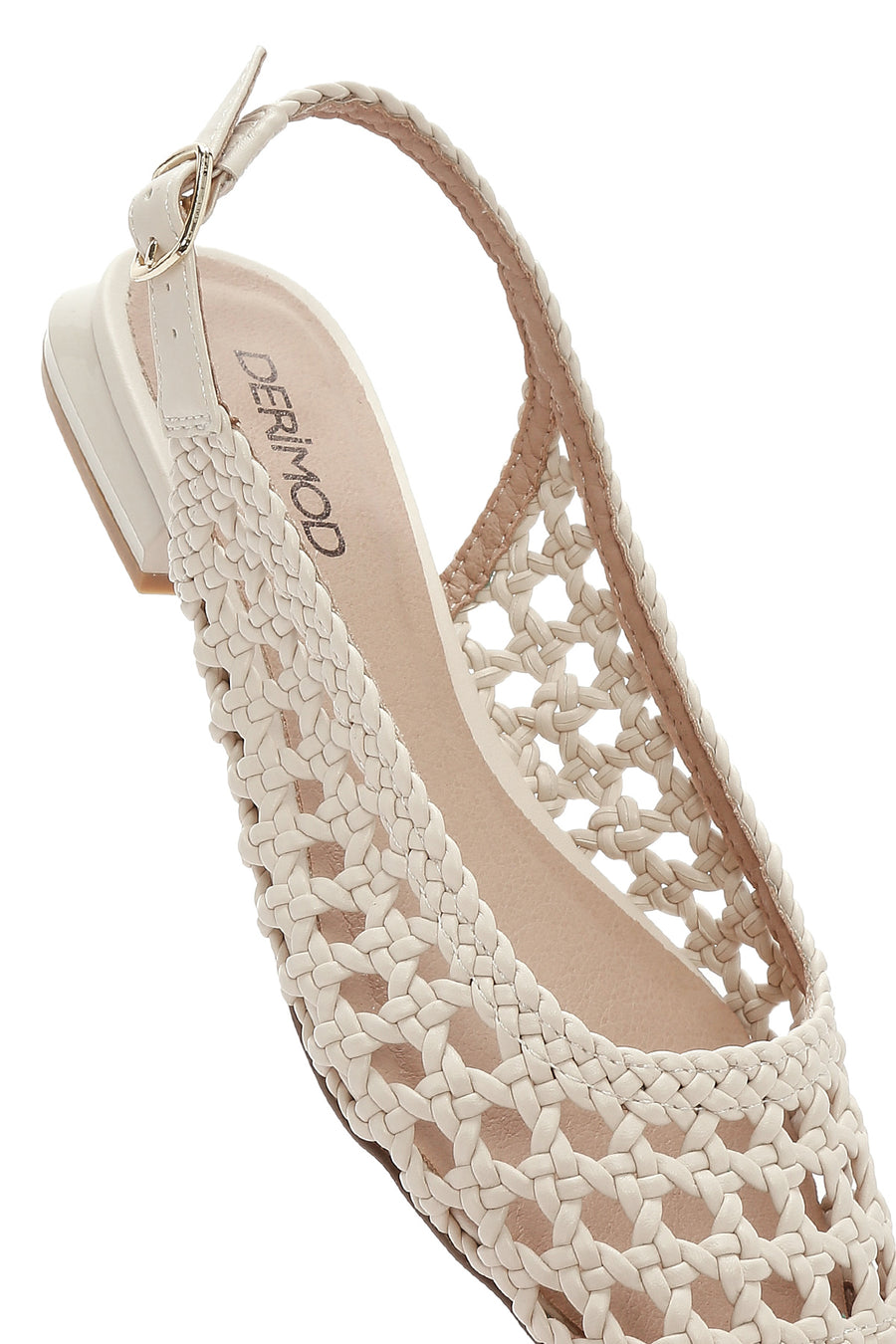 Women's Cream Knitted Open Back Ballerinas