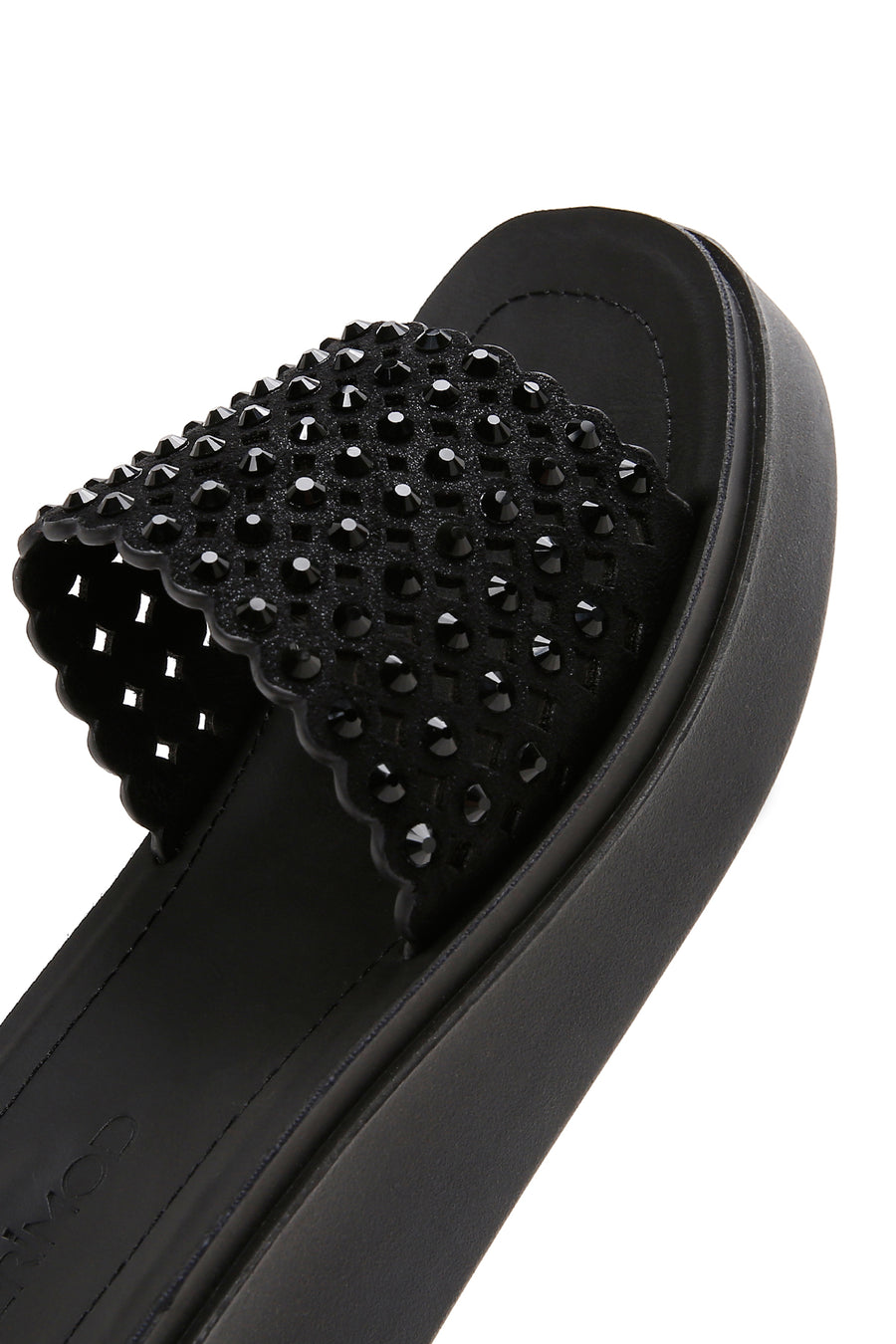 Women's Black Thick Soled Stone Slippers