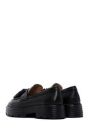 Women's Black Leather Masculine Loafer | Derimod