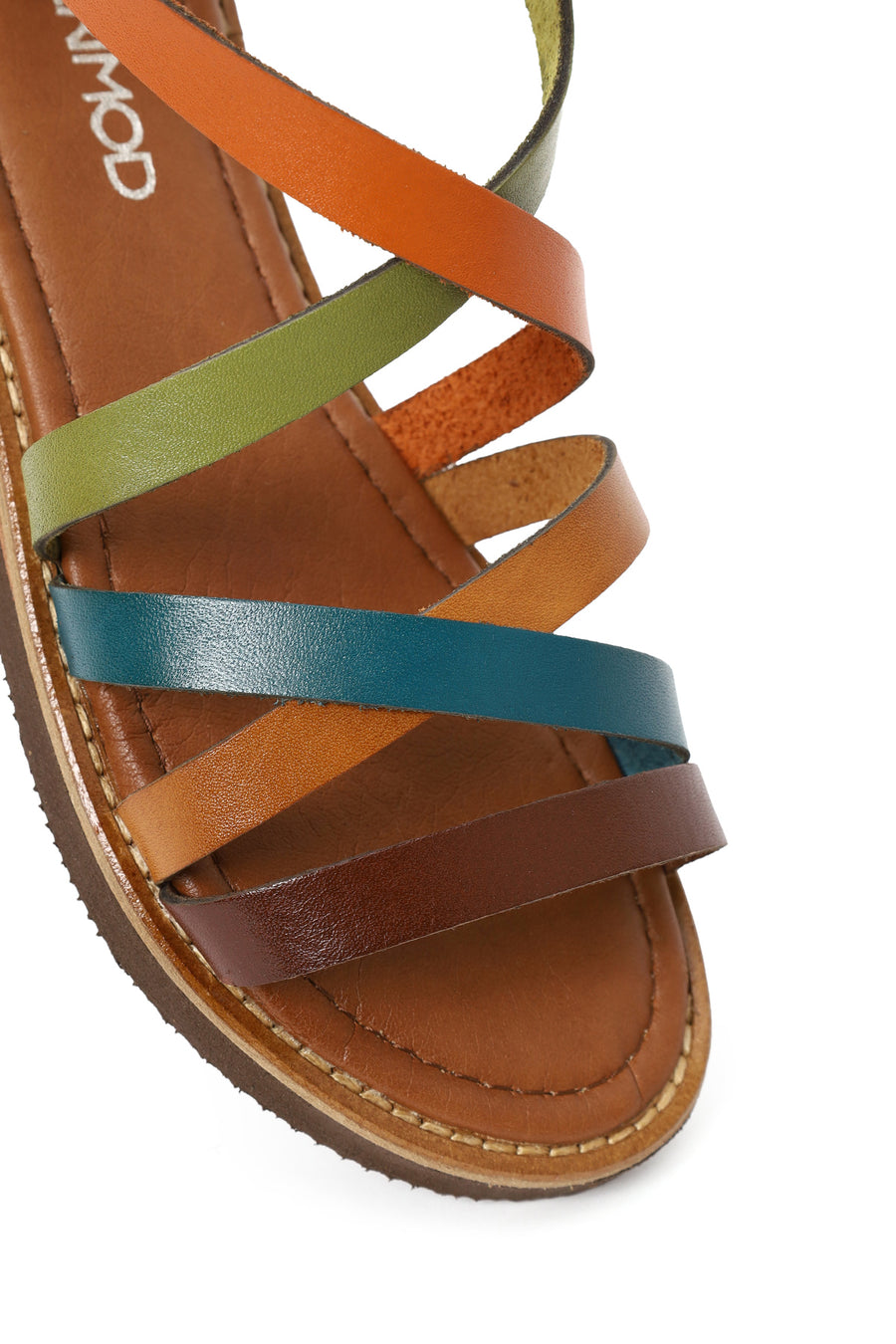 Woman Multicolor Ankle-Buckle Leather Bodrum Sandal
