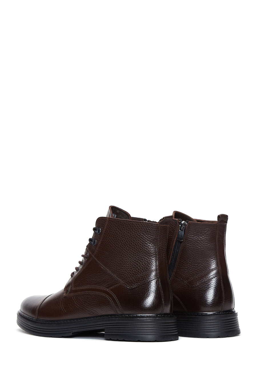Men's Brown Leather Flat Boots