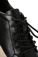 Men's Black Lace-up Thick-Sole Leather Sneaker | Derimod