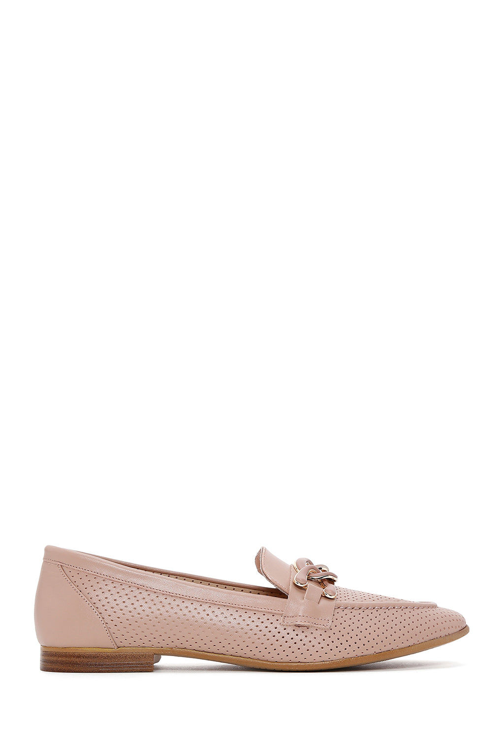 Kadın Bej Deri Klasik Loafer