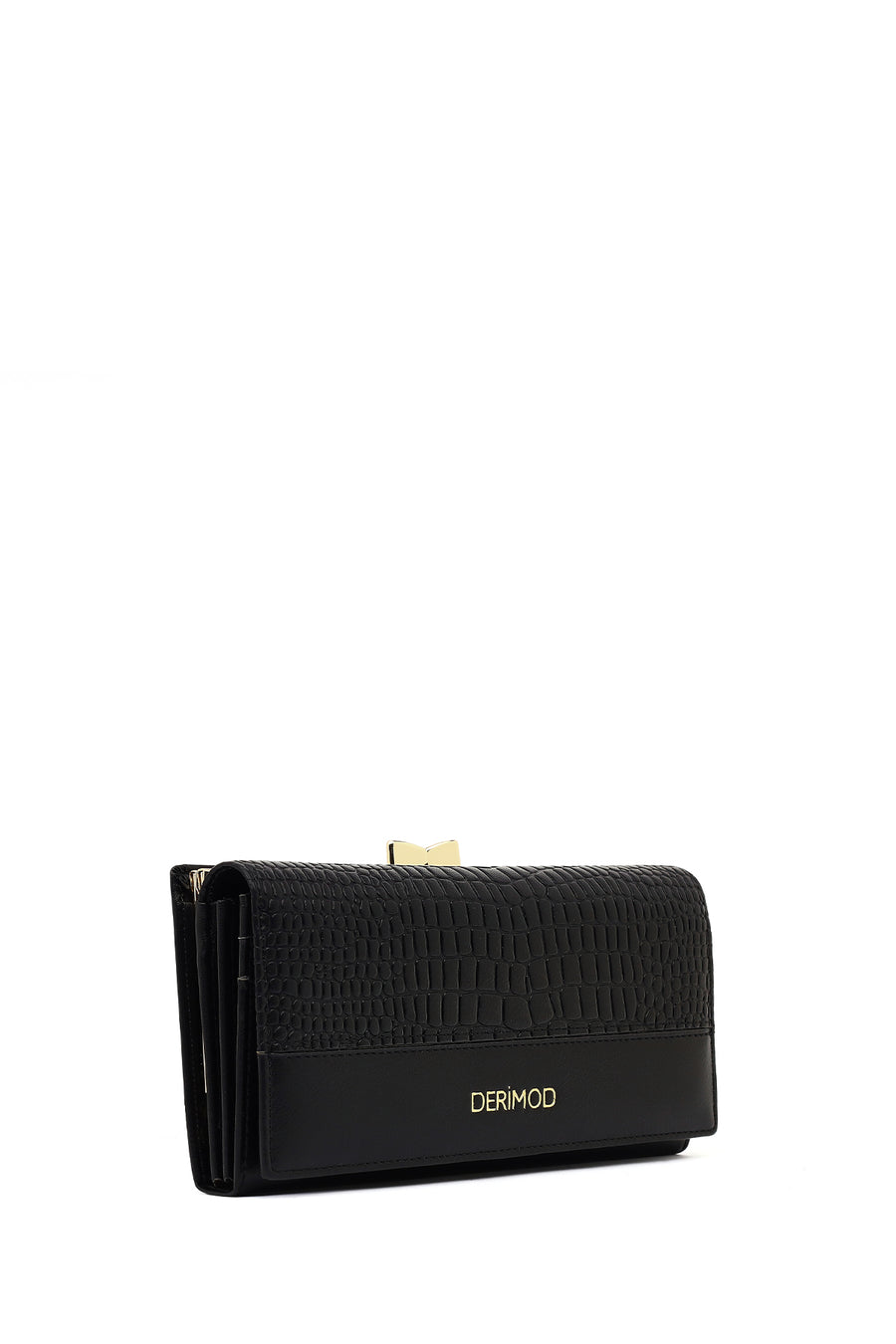 Women's Black Crocodile Patterned Wallet