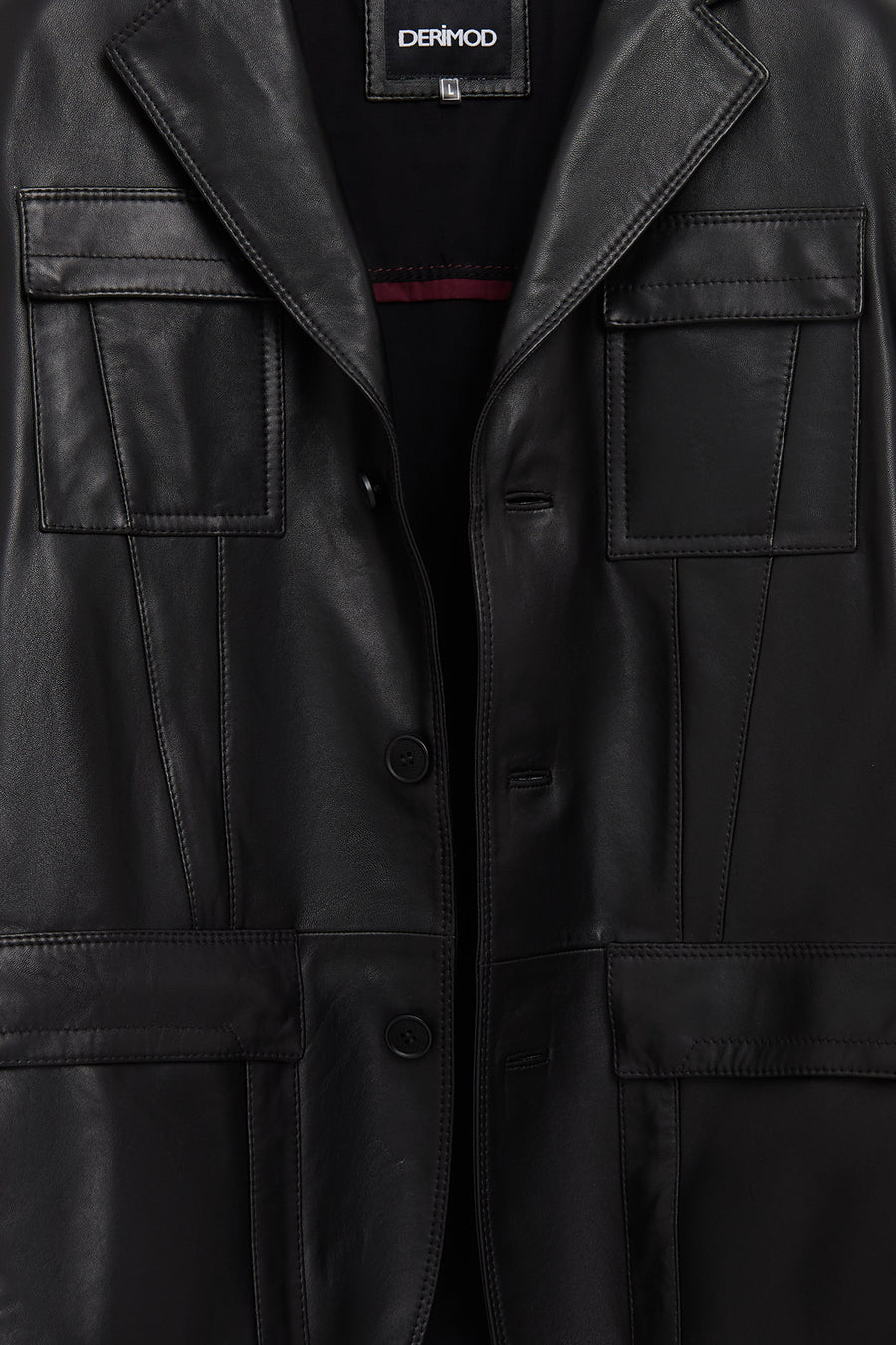 Kane Men's Black Buttoned Blazer Leather Jacket