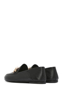 Women's Black Buckled Leather Masculine Loafer | Derimod