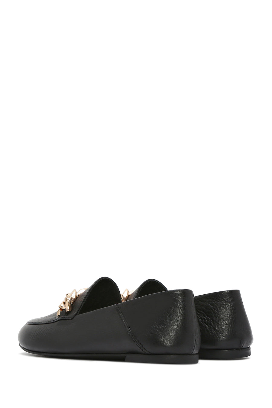 Women's Black Buckled Leather Masculine Loafer