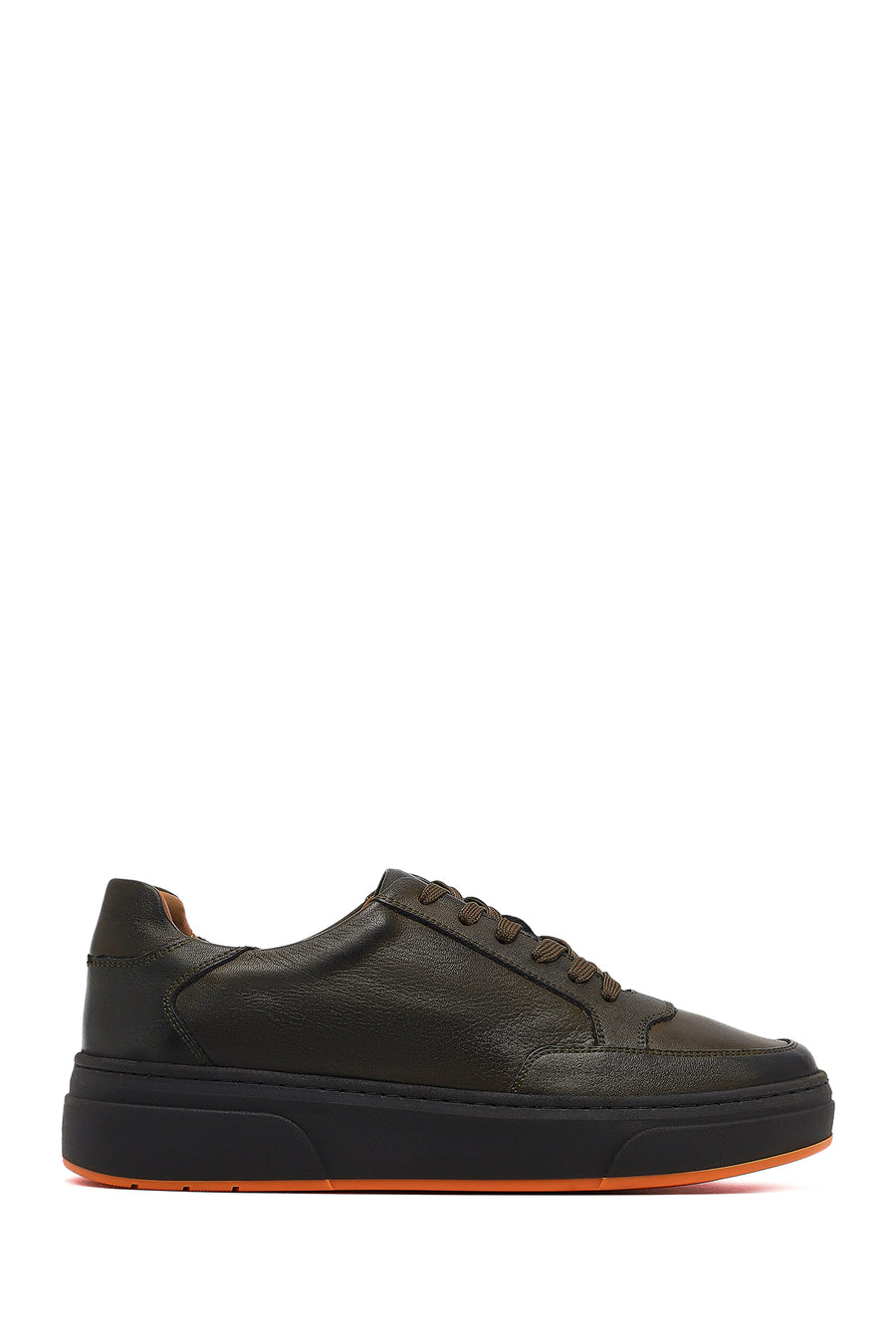Male Khaki Lace-up Leather Sneaker WM740003DV | Derimod