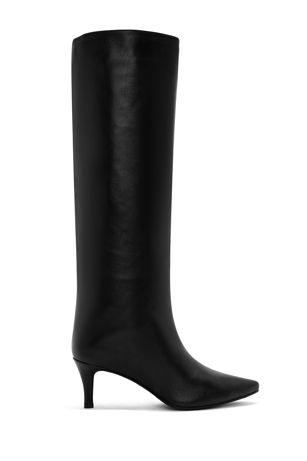 Women's Black Thin Heeled Leather Boots 24WFD133618 | Derimod