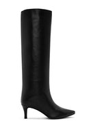 Women's Black Thin Heeled Leather Boots | Derimod