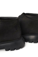 Male Black Lace-up Nubuck Leather Casual Boots | Derimod