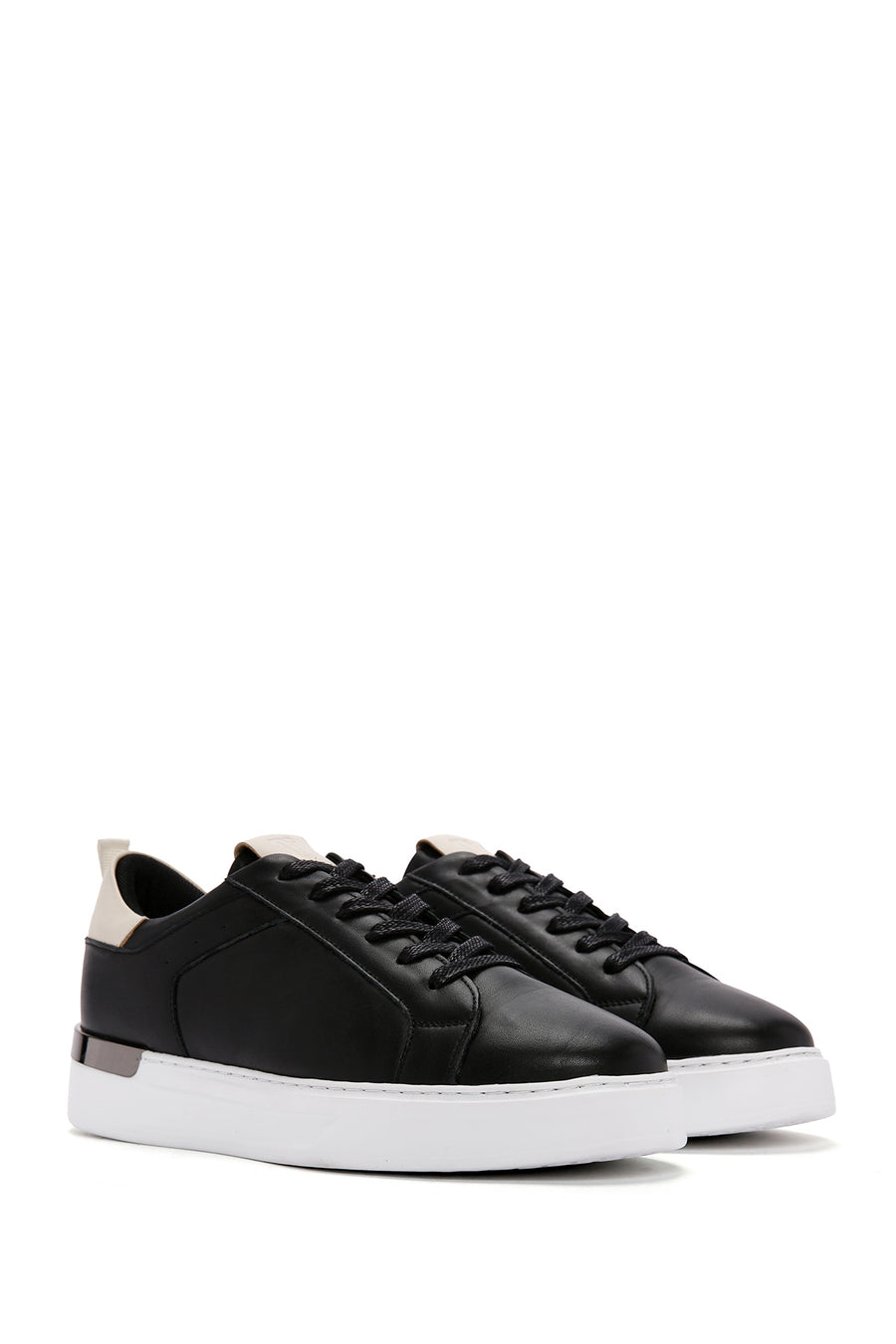 Men's Black Lace-up Leather Sneaker