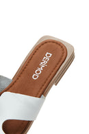 Women's White Leather Slippers | Derimod