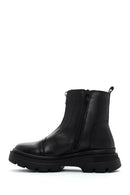 Women's Black Zippered Leather Boots | Derimod