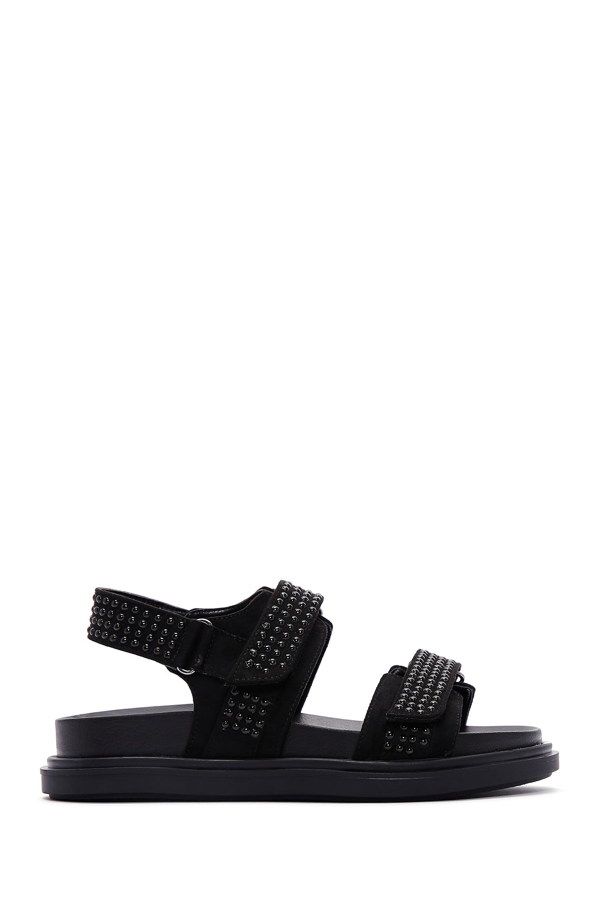 Women's Black Suede Stone Sandals 23SFE401010 | Derimod