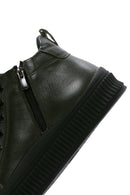 Men's Khaki Leather High Top Sneaker | Derimod