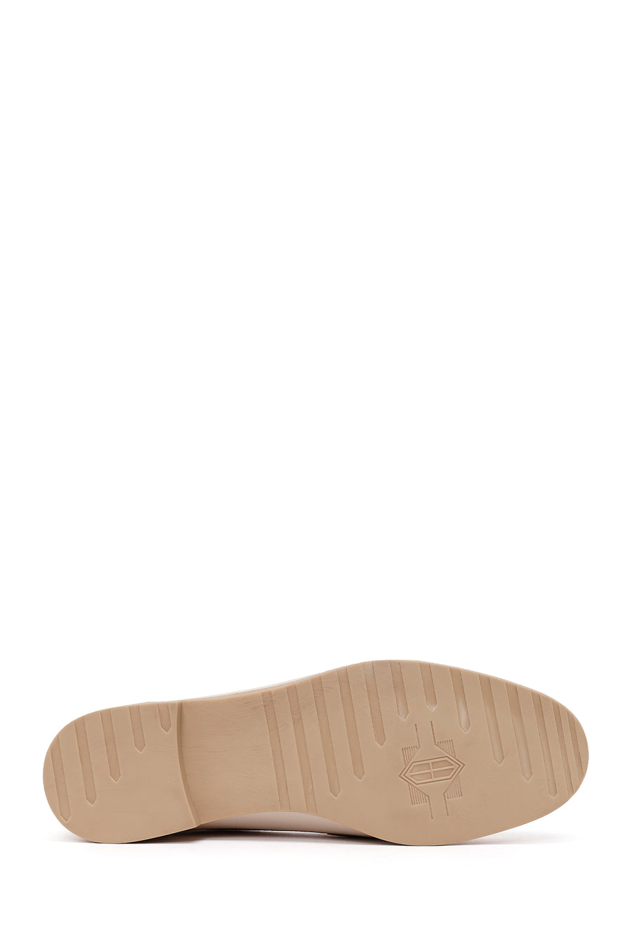 Woman Cream Buckled Masculine Leather Loafer