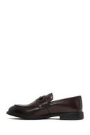 Men Brown Buckled Leather Loafer | Derimod