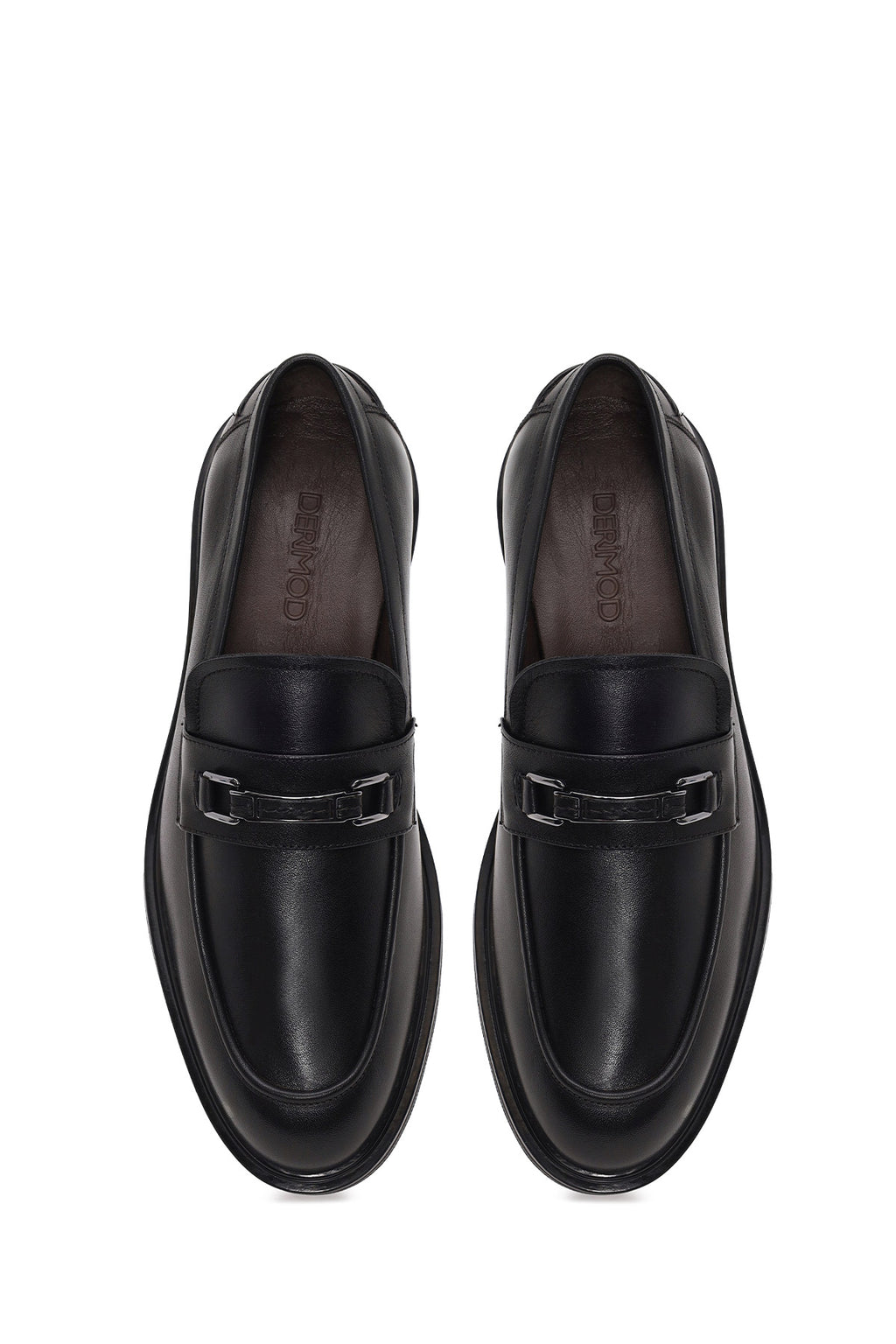 Erkek Siyah Tokalı Deri Klasik Loafer