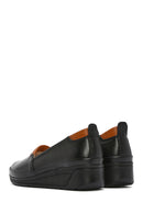 Kadın Siyah Dolgu Topuklu Deri Comfort Loafer | Derimod