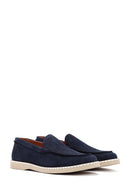 Men's Navy Blue Nubuck Leather Casual Loafer | Derimod